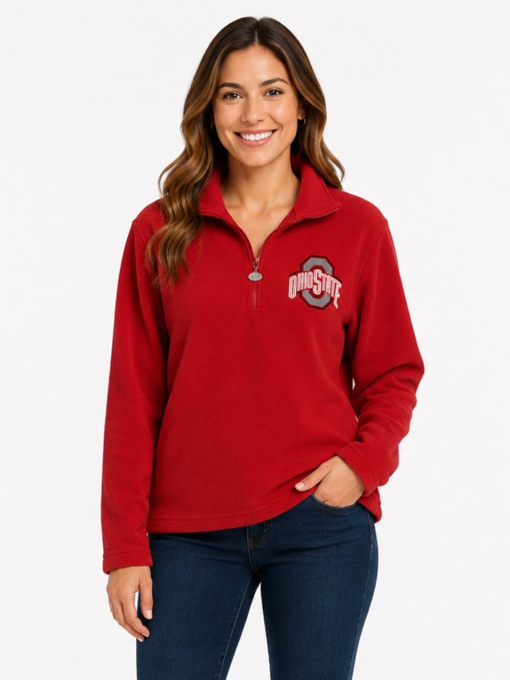 Vintage BellePointe Ohio State Buckeyes Red Fleece Quarter Zip L